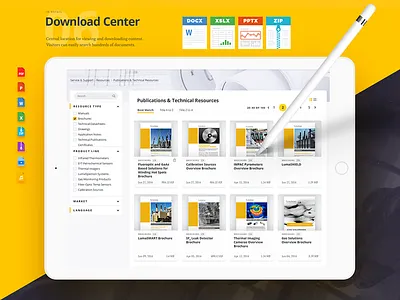 Download Center corporate industrial interface product redesign selector web design website