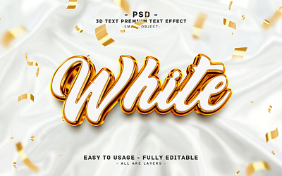 White Editable PSD Text Effect Style 3d action branding design edit editable effect gold graphic design headline pad photoshop psd style style text text text effect typography white