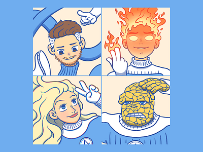 The Fantastic Four blue cute fantastic illustration sue