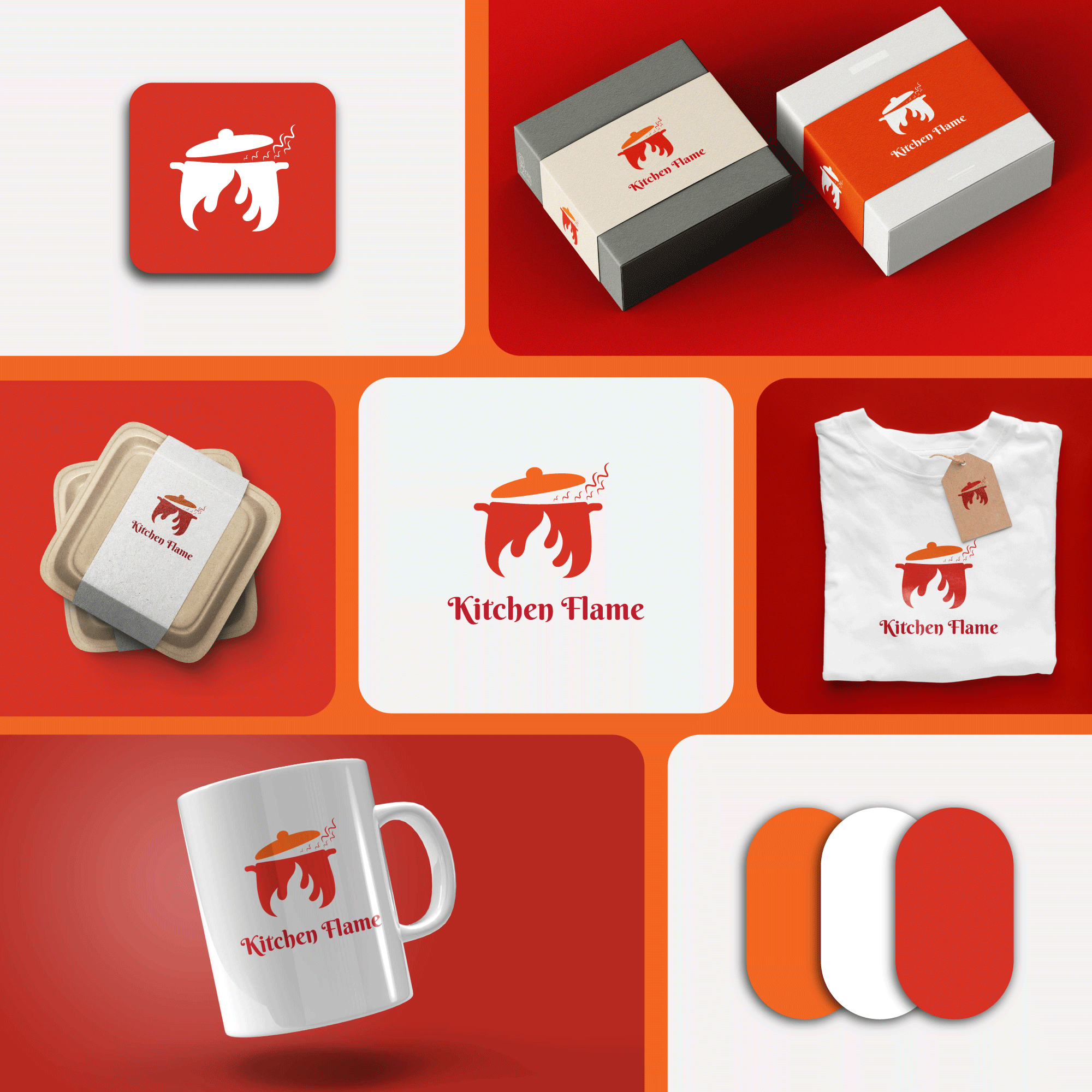 Restaurant logo brand identity branding business design flame logo iconic logo kitchen logo logo logo design logo icon logomark red logo restaurant logo