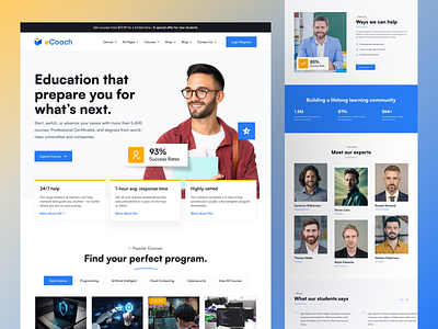 eCoach - eLearning Platform Website Homepage Design company website education landing page education ui education ui ux education web ui education website education website design education website ui educational platform elearning homepage landing page learning platform online course online education university website website ui design