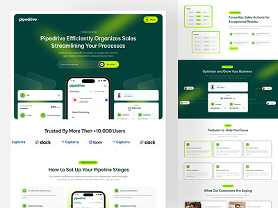 Pipedrive - Sales CRM Landing Page b2bsaas businessgrowth conversionoptimization crm platform crmsoftware hero area landingpagedesign leadmanagement marketingtech modernui pipedrive saasdesign saaslandingpage salesautomation salescrm uiuxdesign webdesign