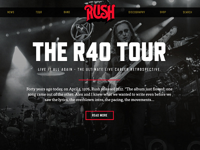 Rush canada music r40 rock rush ui ux web design webdesign