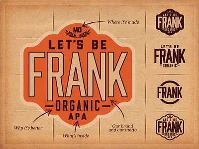 Let’s Be Frank Logo Anatomy & Variations ale american badge beer emblem label logo missouri organic pale usage wheat