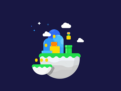 Mario World game identity illustration land mario night nintendo space vector world