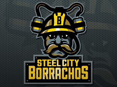 Steel City Borrachos Word Mark beer beer hat drinking fantasy football football hardhat pittsburgh sports sports logo steel city steelers