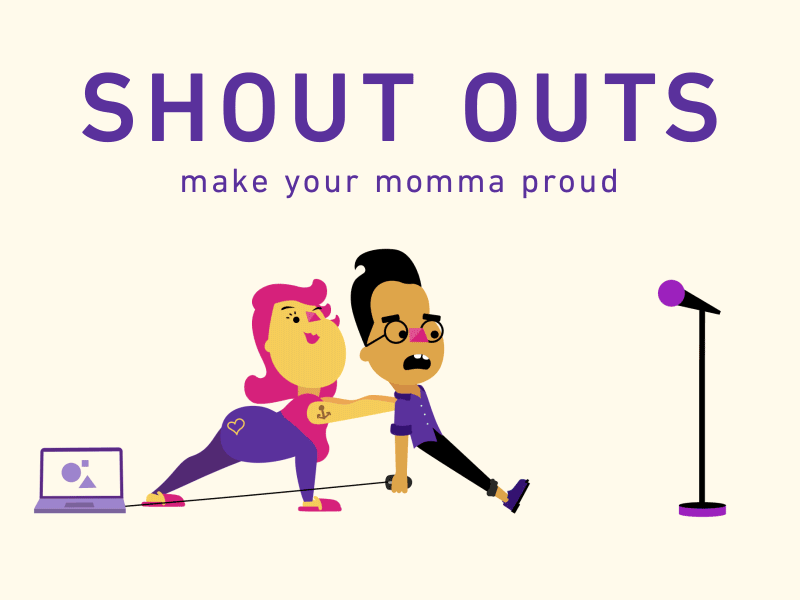 Shout Outs after effects animation curvy fat flat gif illustration mom mother vector