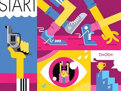 Dribble Gamification Contest award badoo character colour contest eye gun laces prize running shoe sport