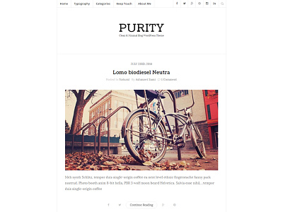 Purity - Clean & Minimal Blog WordPress Theme blog blogging clean creative instagram masonry minimal modern personal read readability typography