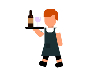 Waiter cafe design digital flat garcon glass illustration people restaurant waite web wine