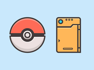 Poke Ball & Pokedex flat game illustration items minimal pokeball pokemon pokemon go rare candy