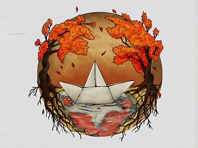 The Yacht Club album art autumn boat club design digital logo paper trees yacht