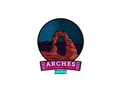 Arches National Park arches arches national park badge icon illustration national park night southwest stars utah west