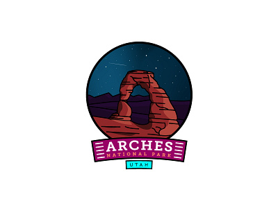 Arches National Park arches arches national park badge icon illustration national park night southwest stars utah west