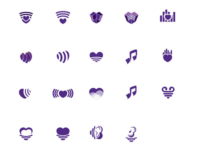 Hearing Solution Centers Icon Study audiology development hearing hearts icon logo logo lockup logo mark sound waves