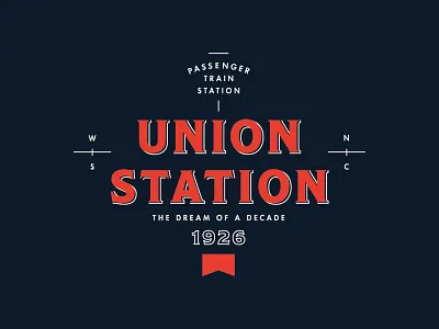 Union Station branding design locomotive train typography vintage