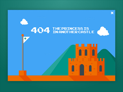 404 - #dailyui #008 404 castle daily design flag flatart illustration mario ui ux