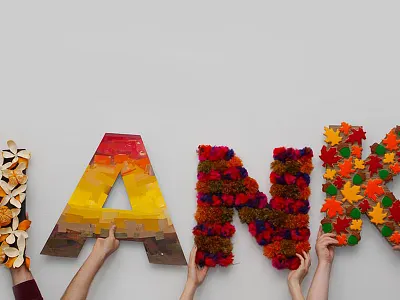 'Thanks' email campaign autumn campaign dimensional email fall hands letter photo shoot