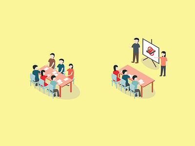 Student Board Meeting human illustration meeting people presentation table vector yellow