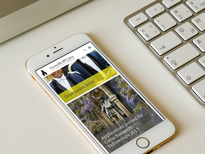 Gonville & Caius website (mobile) cambridge college education mobile ui university website