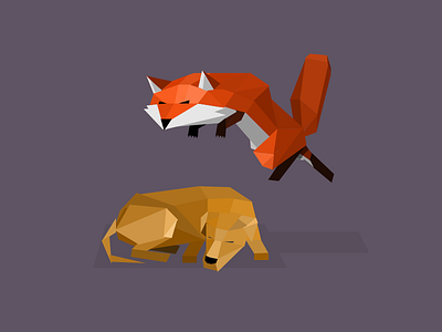 Polygon Fox character dog fox illustration low pixelated poly polygon