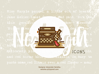 Nostalgia Typewriter detective icon 2d creative curl detective icon revolver typewriter vintage