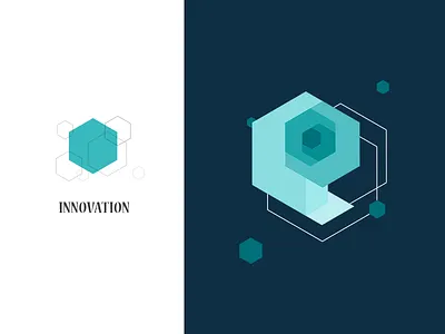 illustration 4－Nautilus blue green hexagon illustration innovation nautilus navy purplish science t shirt technology tencent