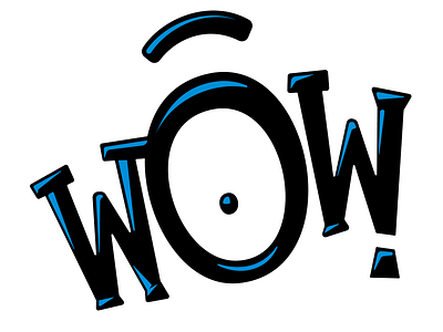 Wow! black blue eye lettering sticker wow