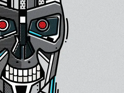 Terminator geometric illustration movie patterns pop art robot terminator vector