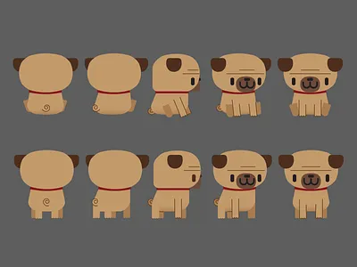 Emojanjo dog emoji pug sticker thingy turnaround vector
