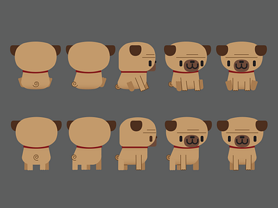 Emojanjo dog emoji pug sticker thingy turnaround vector