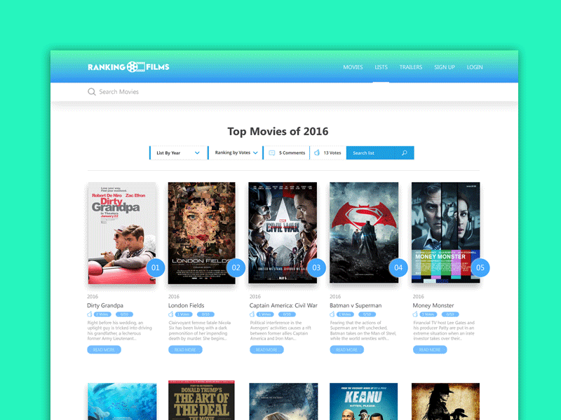 Ranking Films UI Design - Black Background branding creative design designer film list logo philippines ui ux web