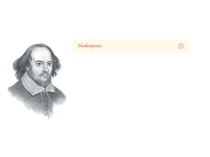 Shakespeare Drop Down animation dailyui drop down hover literature menu principle shakespeare ui ux