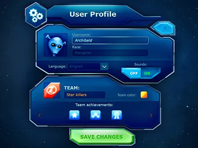 Ui for a Ios game concept alien blue character game interface profile space stars ui user ux