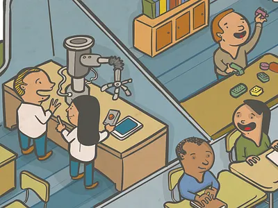 Modern Schools illustration isometric newspaper vector