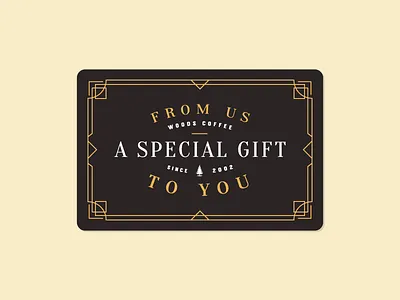 Gift Card - Woods Coffee badge border coffee gift card illustration line art patch tree typography woods coffee