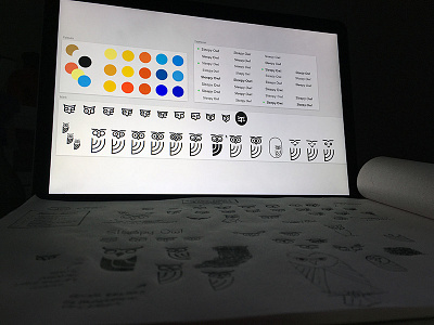 Sleepy Owl branding coffee concepts logo owl sketches