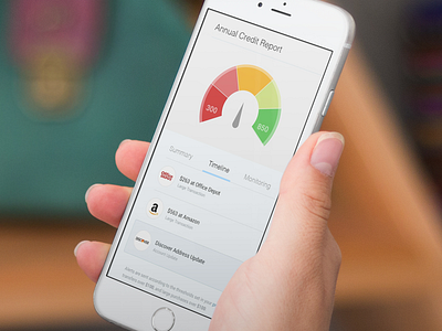 Credit Report Mobile view credit gauge ios list mobile tabs ui