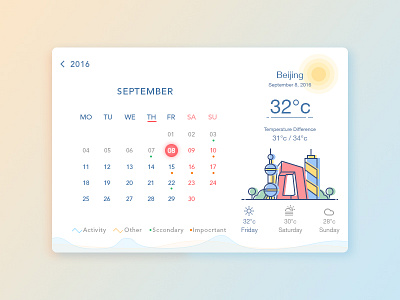 Calendar app dribbble recent ui ux weather