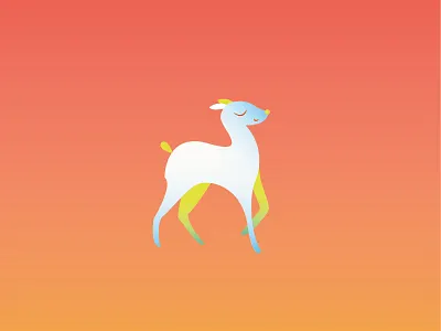 Deero cute deer doe illustration orange sunset yellow
