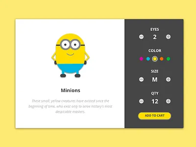 Daily UI Challenge #002 - Check Out (Those Minions) challenge check checkout daily dailyui despicable me ecommerce material minion minions out ui