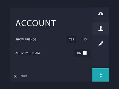 Settings Pane account concept control flat icons info modal pane panel profile settings simple