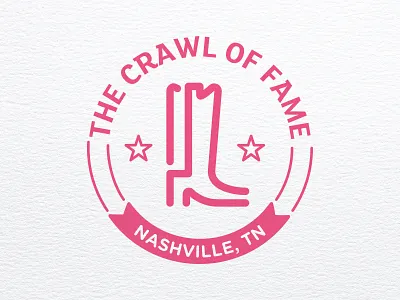 Crawl of Fame Logo bar crawl boot cowboy boot icon linework logo nashville
