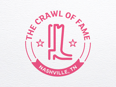 Crawl of Fame Logo bar crawl boot cowboy boot icon linework logo nashville