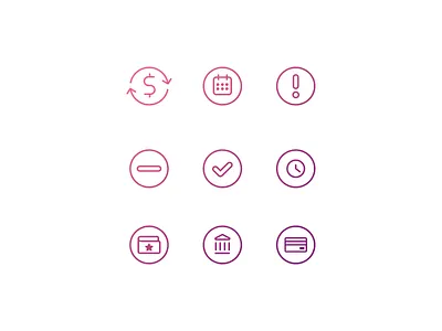 Line icons ? calendar credit card financial line icons money pink purple wallet