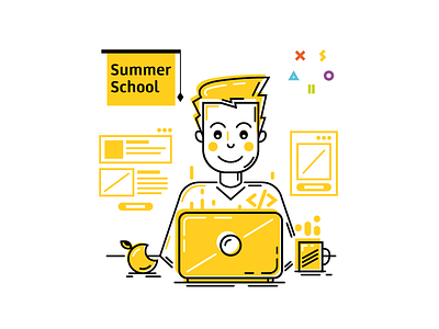 Illustration frontend (student) cartoon character frontend illustration tolstovbrand vector xsolla summer scholl