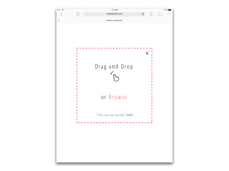 Instant Print Upload Page animation app dailyui drag and drop file ipad principle print sketch ui upload ux