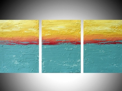 288 400x200 artwork decor home impasto modern office painting triptych wall