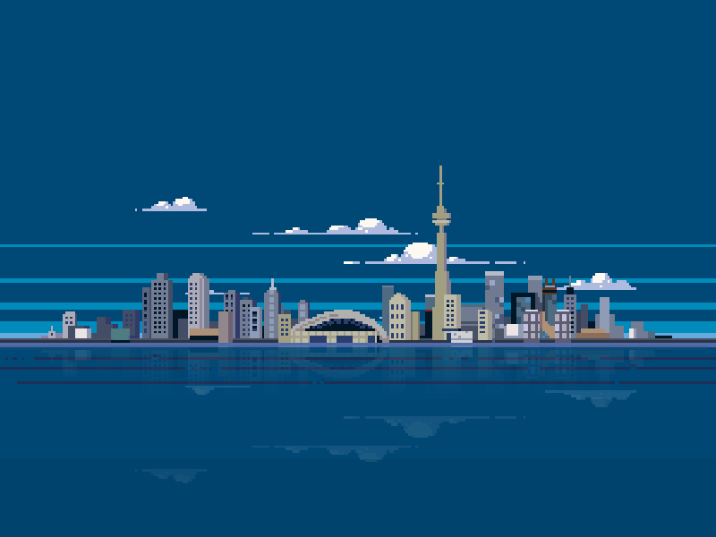 Skyline animation - Capital One CA project animation pixel art