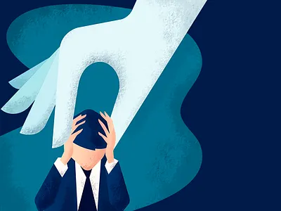 Stress business card depression finger hand head mad paint shape stress texture work